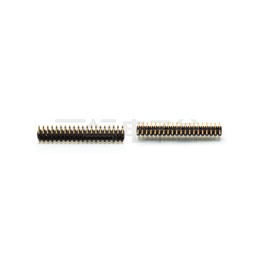 Pitch 1.00mm 180° 双排 SMT+CAP 排针 塑高1.0mm PC5.2 2X20Pin 黑色 镀全金G/F